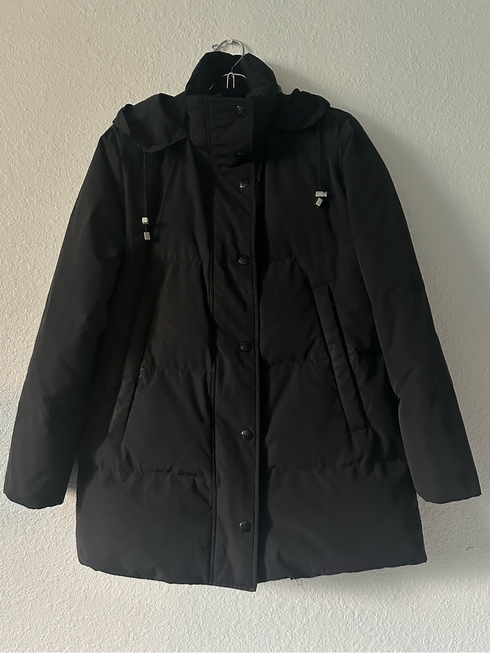 Banana Republic // Womens Small Down Hooded Parka Jacket Black w/ Hideaway Hood